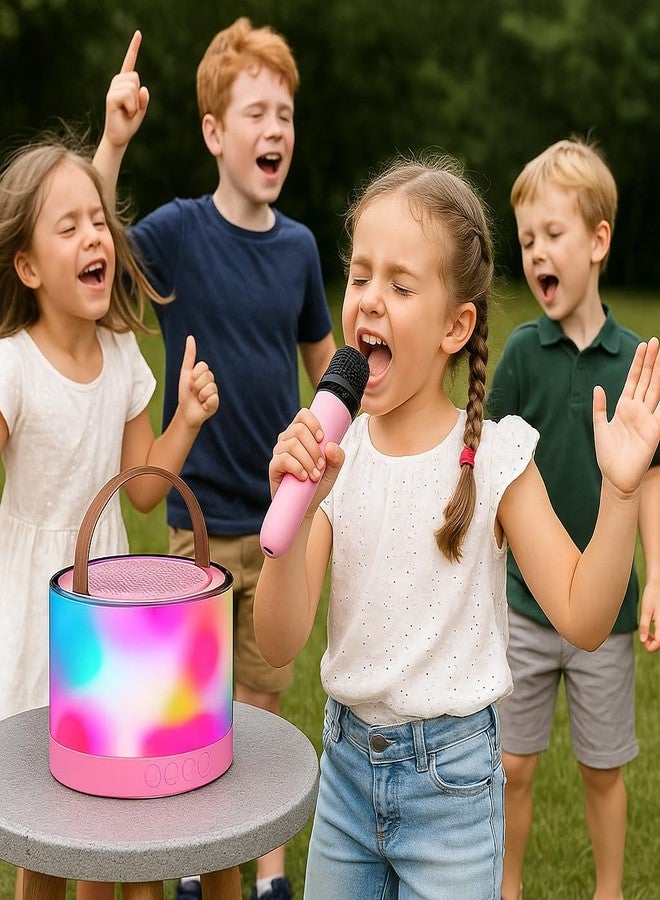 QLECT Portable Karaoke Bluetooth Speaker with Wireless Mic, 5W HiFi Sound, RGB LED Lights, Voice Change Effects, Rechargeable, for Kids & Adults, Home & Outdoor Party(Pink) - Image 4